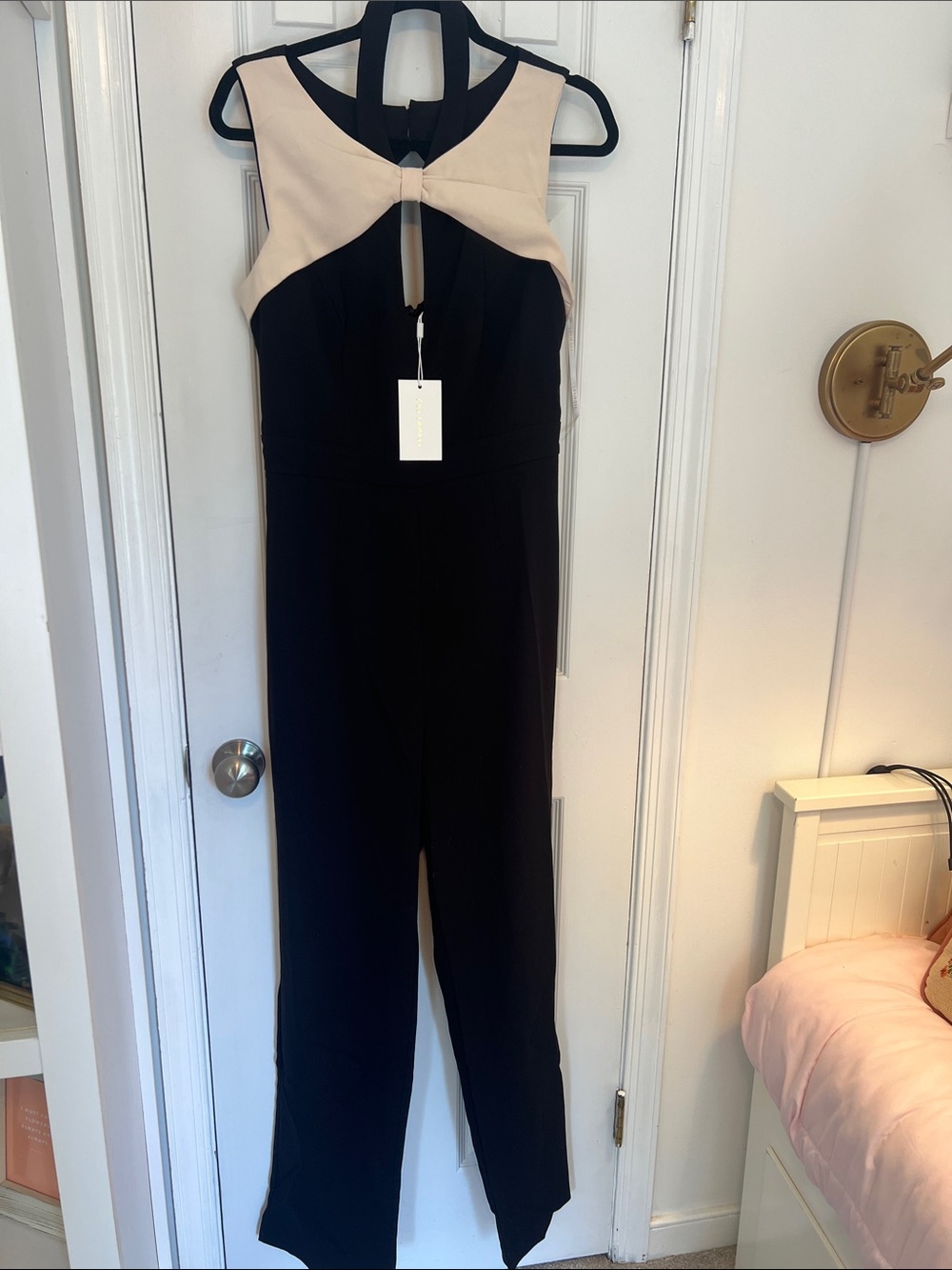 foxiedox Black Jumpsuit with Cream Bow-Detail